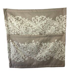 Nanshing Calif King Pillow Shams Pair Pillow Sz 20x36 Cream Scroll on Taupe NEW